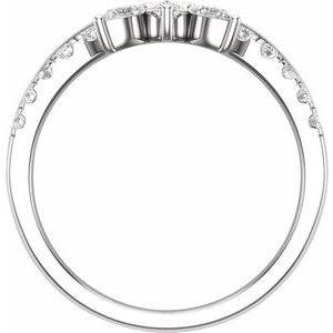 14K White Gold Pear 4.1 X 2.7 Mm Polished 1/2 Ctw Lab-Grown Diamond Contour Band Size 7