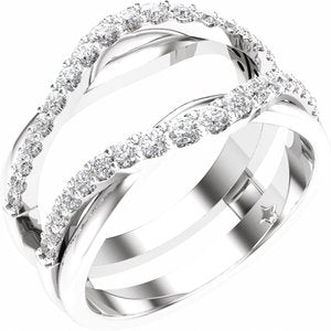 14K White Gold Natural Diamond Round 1.7 Mm Polished 1/2 Ctw Natural Diamond Ring Guard Size 7