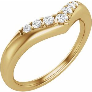 14K Yellow Gold Natural Diamond Round 2 Mm Polished 1/6 Ctw Natural Diamond Contour Band Size 7