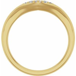 14K Yellow Gold Natural Diamond Round 2 Mm Polished 1/6 Ctw Natural Diamond Contour Band Size 7