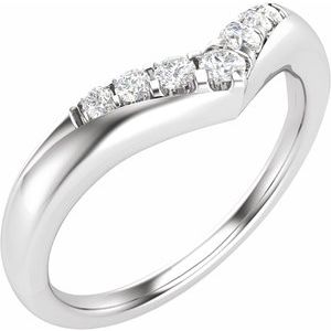 14K White Gold Natural Diamond Round 2 Mm Polished 1/6 Ctw Natural Diamond Contour Band Size 7