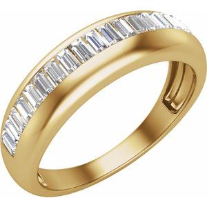 14K Yellow Gold Natural Diamond Straight Baguette 2.3 X 1.2 Mm Polished 1/2 Ctw Natural Diamond Anniversary Band Size 7