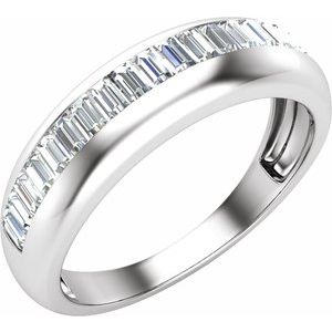 14K White Gold Natural Diamond Straight Baguette 2.3 X 1.2 Mm Polished 1/2 Ctw Natural Diamond Anniversary Band Size 7