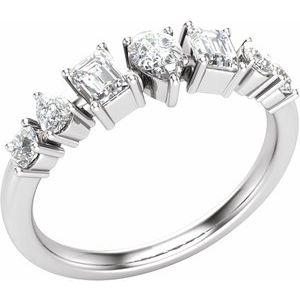 14K White Gold Polished 9/10 Ctw Lab-Grown Diamond Anniversary Band Size 7