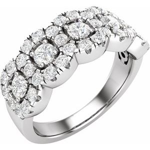 14K White Gold Round 2.9 Mm Polished 1 1/5 Ctw Lab-Grown Diamond Anniversary Band Size 7
