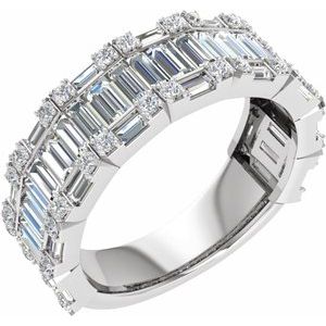 14K White Gold Straight Baguette 3.4 X 1.3 Mm Polished 2 Ctw Lab-Grown Diamond Anniversary Band Size 7