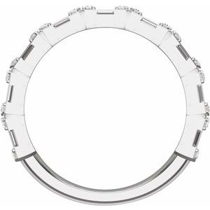 14K White Gold Straight Baguette 3.4 X 1.3 Mm Polished 2 Ctw Lab-Grown Diamond Anniversary Band Size 7