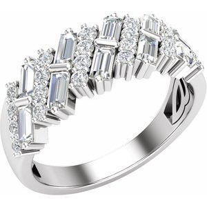 14K White Gold Polished 9/10 Ctw Lab-Grown Diamond Anniversary Band Size 7