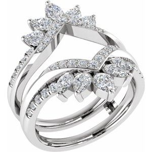 14K White Gold Pear 4.1 X 2.7 Mm Polished 1 1/3 Ctw Lab-Grown Diamond Ring Guard Size 7