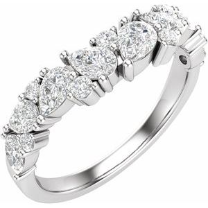 14K White Gold Lab-Grown Diamond Pear 4.3 X 2.8 Mm Lab-Grown Diamond Polished 1 Ctw Lab-Grown Diamond Contour Band Size 7