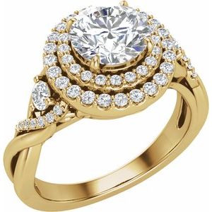 14K Yellow Gold 6.5 mm  Round 1/2 CTW Lab-Grown Diamond Semi-Set Halo-Style Engagement Ring Size 7
