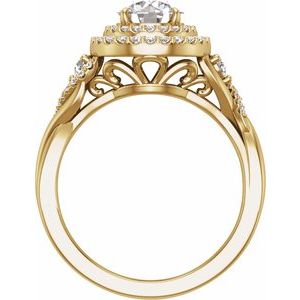 14K Yellow Gold 6.5 mm  Round 1/2 CTW Lab-Grown Diamond Semi-Set Halo-Style Engagement Ring Size 7
