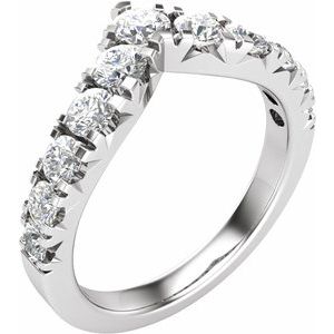 14K White Gold Lab-Grown Diamond Round 3.5 Mm Lab-Grown Diamond Polished 1 Ctw Lab-Grown Diamond Contour Band Size 7