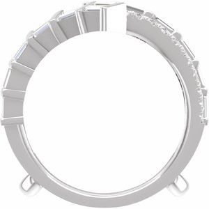 14K White Gold Straight Baguette 3 X 1.5 Mm Polished 1 1/4 Lab-Grown Diamond Double Row Ring Guard Size 7