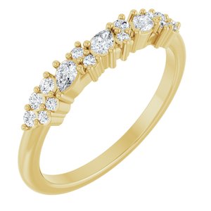14K Yellow Gold Pear 3 X 2 Mm Polished 1/4 Ctw Natural Diamond Anniversary Band Size 7