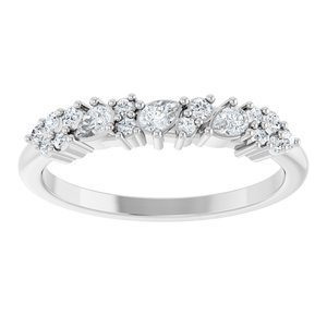 14K White Gold Pear 3 X 2 Mm Polished 1/4 Ctw Lab-Grown Diamond Anniversary Band Size 7