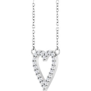 14K White Gold Round 13.4 X 12.5 Mm 1.2Mm G-H I1 1/6 Ctw Natural Diamond Heart Necklace, Length: 18 In