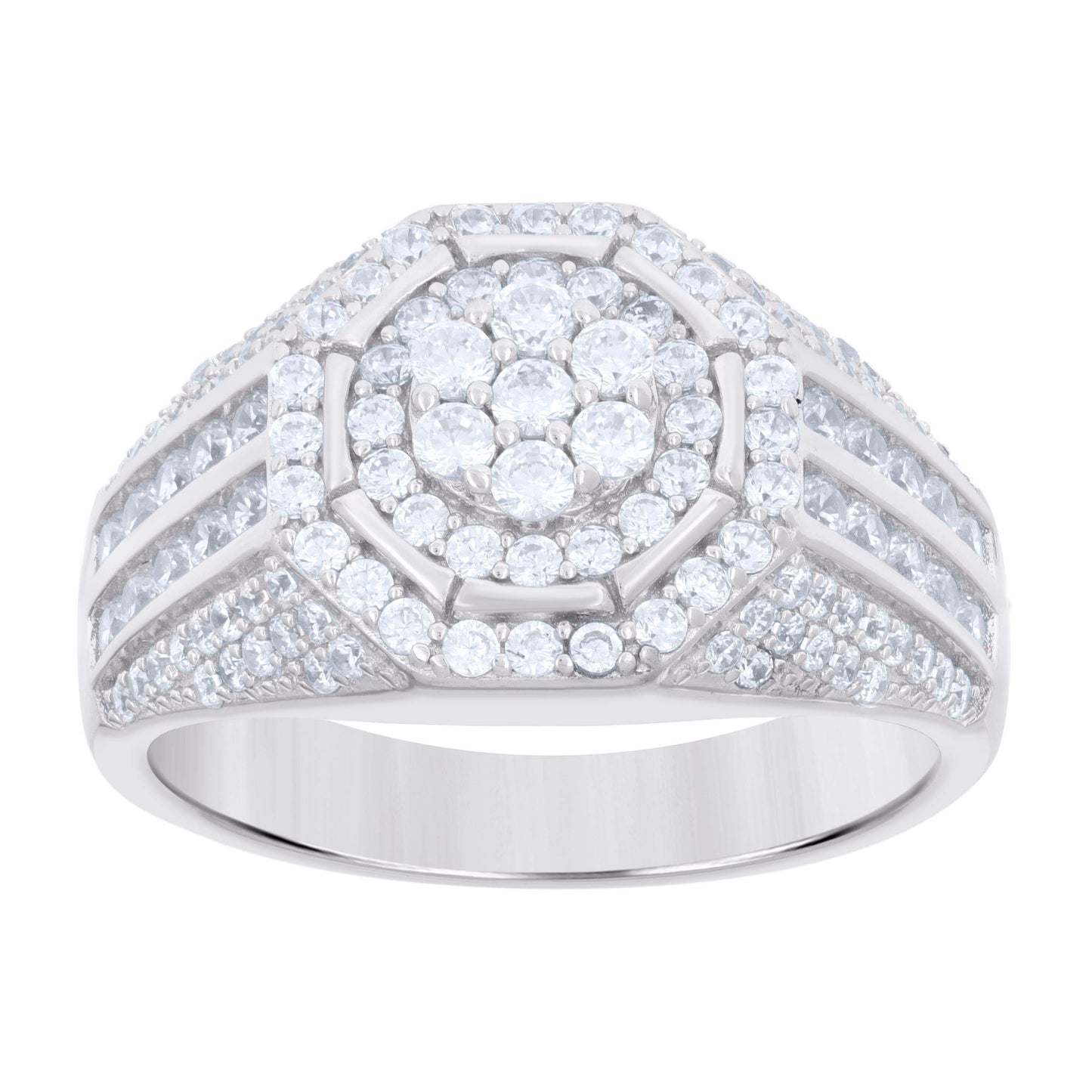 Sterling Silver Men's Cubic-Zirconia Fashion Bridal Anniversary Wedding Engagement Band Ring