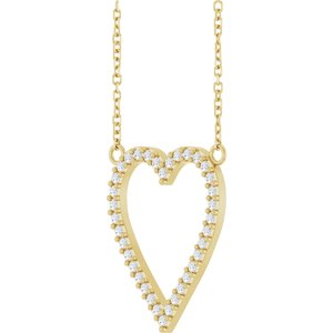 14K Yellow Gold Round 19.7 X 16.7 Mm 1.2Mm G-H I1 1/4 Ctw Natural Diamond Heart Necklace, Length: 18 In