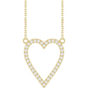 14K Yellow Gold Round 19.7 X 16.7 Mm 1.2Mm G-H I1 1/4 Ctw Natural Diamond Heart Necklace, Length: 18 In