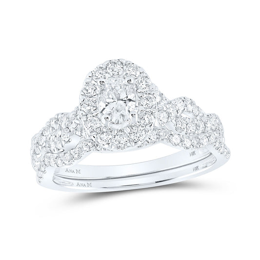 14K White Or Yellow Gold Oval Diamond Bridal Wedding Ring Band Set , Womens Size: 5-10