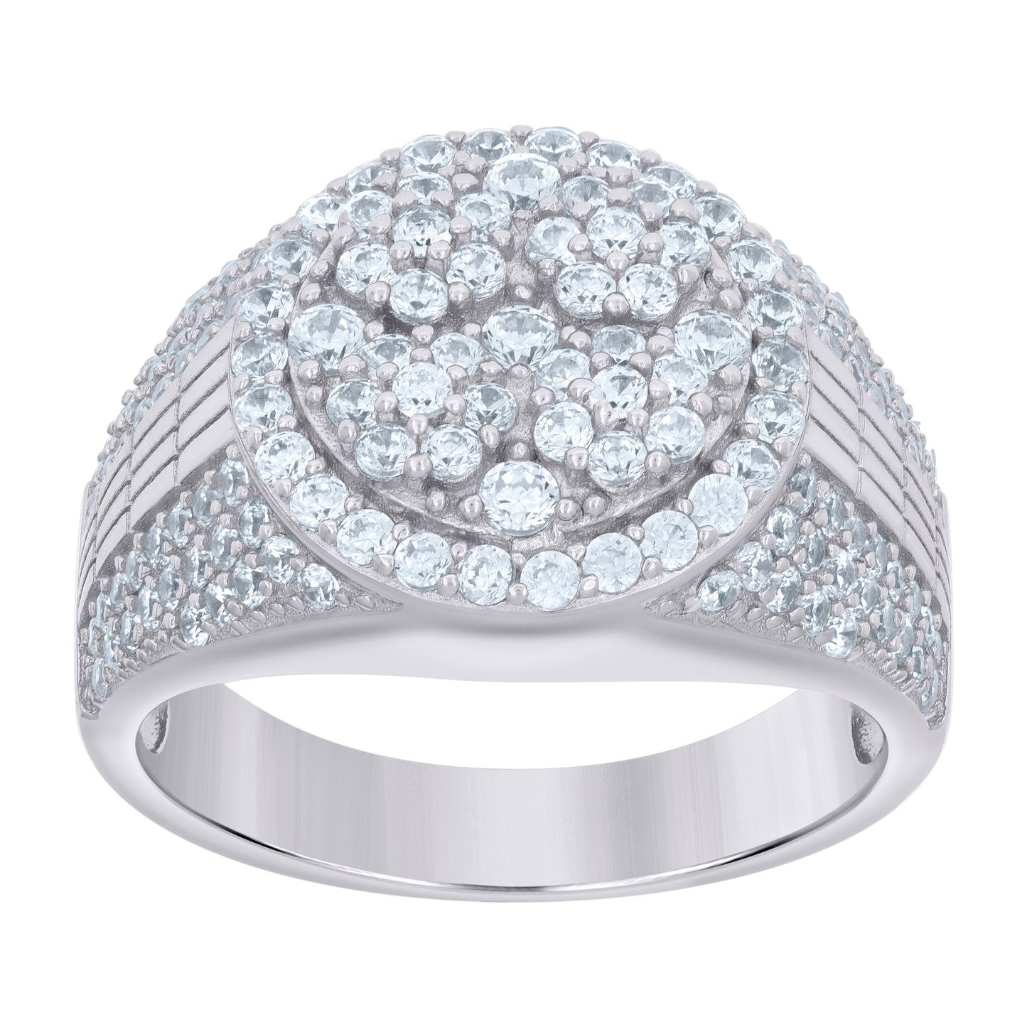 Sterling Silver Men's Cubic-Zirconia Fashion Bridal Anniversary Wedding Engagement Band Ring