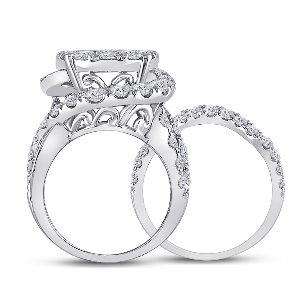 14K White Gold Princess Diamond Bridal Wedding Ring Band Set 5-5/8 Cttw, Womens Size: 5-10