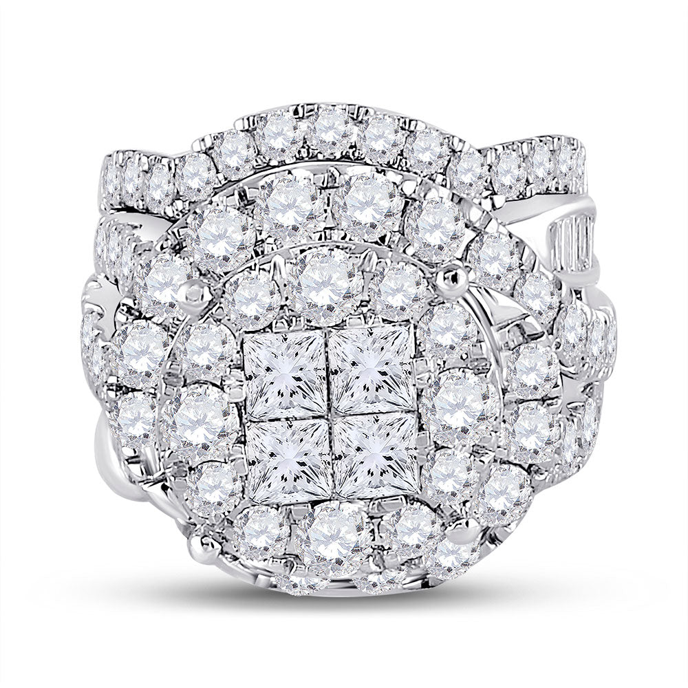 14K White Gold Princess Diamond Bridal Wedding Ring Band Set 5-5/8 Cttw, Womens Size: 5-10