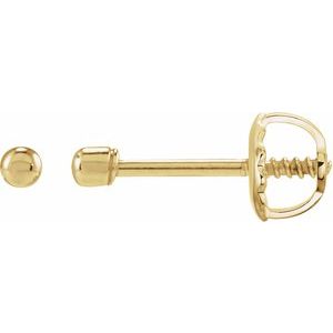 14K Yellow Gold 1.6 X 1.6 Mm Pair Threaded Backs Polished Youth Bead Earrings
