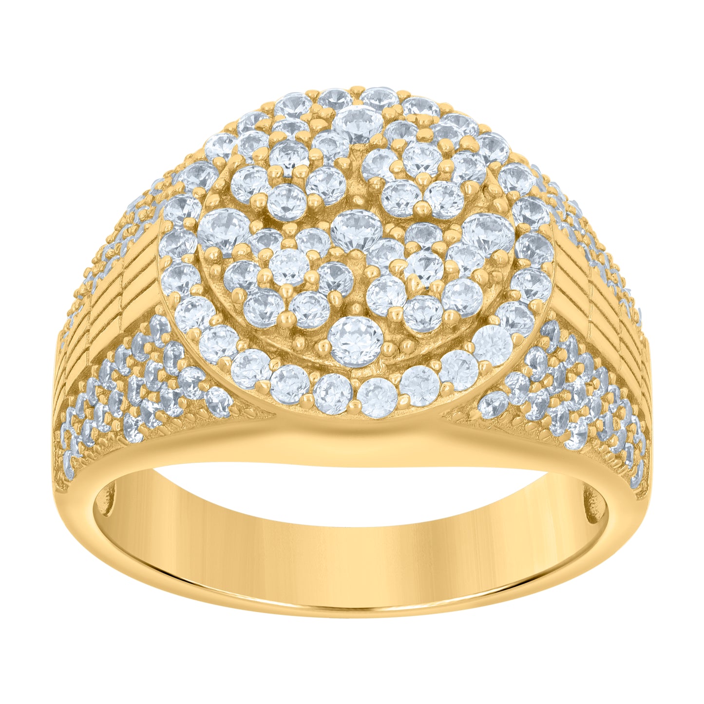 Sterling Silver Yellow-tone Men's Cubic-Zirconia Fashion Bridal Anniversary Wedding Engagement Band Ring