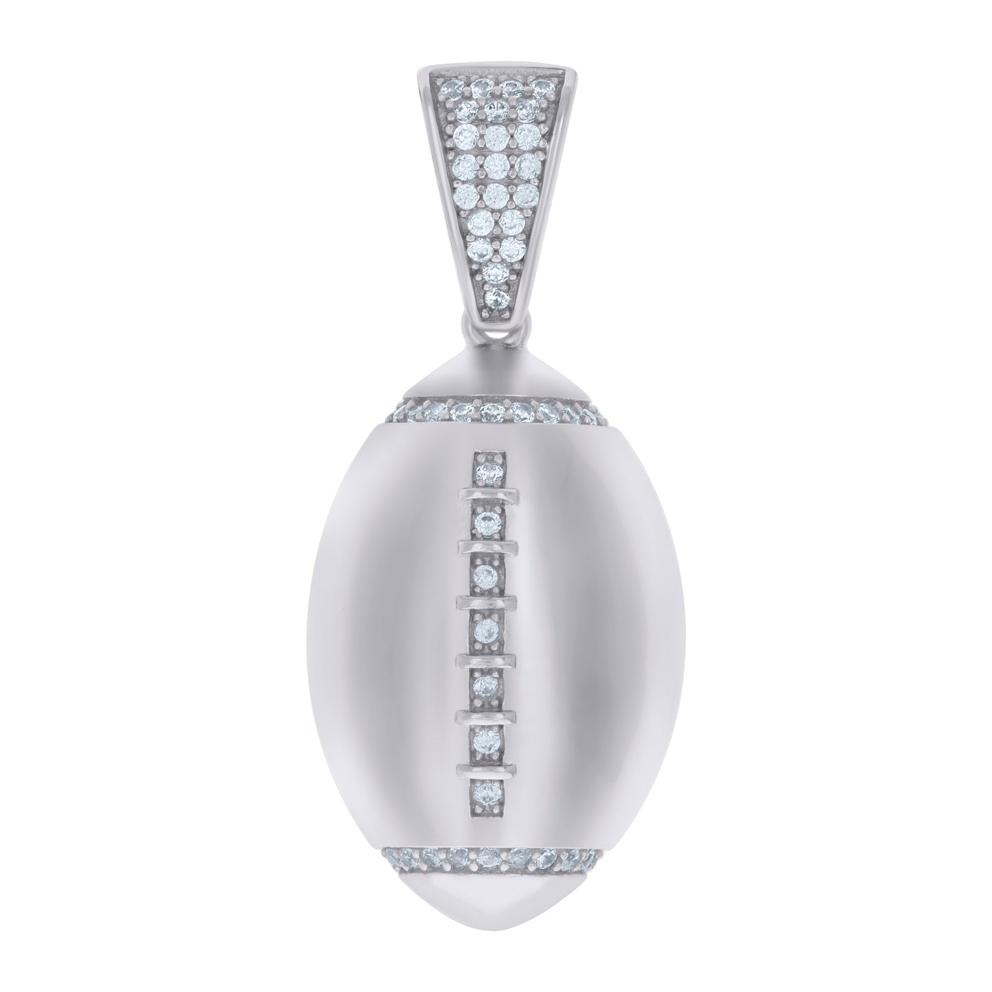Sterling Silver Mens Cubic-Zirconia Football Sports Charm Pendant