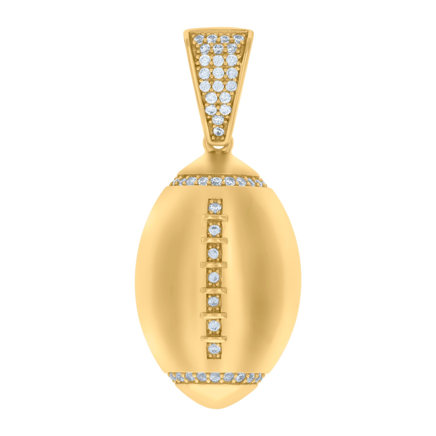Sterling Silver Mens Cubic-Zirconia Football Sports Charm Pendant