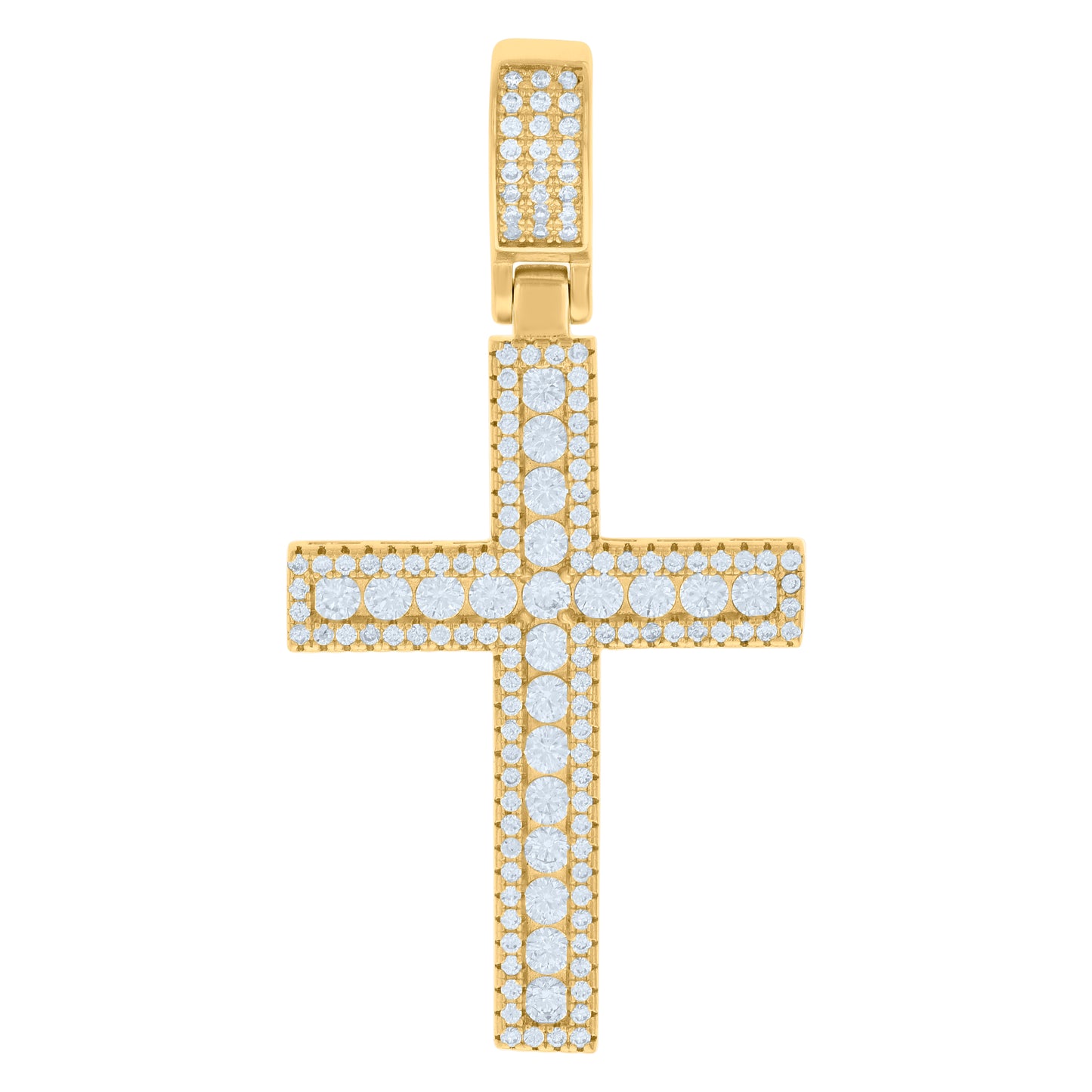 Sterling Silver Mens Cubic-Zirconia Cross Religious Charm Pendant