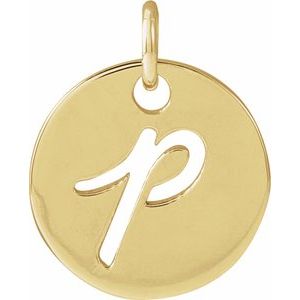 14K Yellow Or White Gold Or Sterling Silver 9.97 X 9.97 Mm Polished Script Initial Pendant