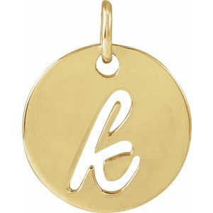 14K Yellow Or White Gold Or Sterling Silver 9.97 X 9.97 Mm Polished Script Initial Pendant
