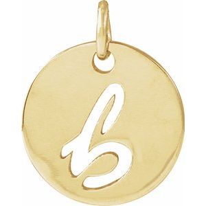 14K Yellow Or White Gold Or Sterling Silver 9.97 X 9.97 Mm Polished Script Initial Pendant