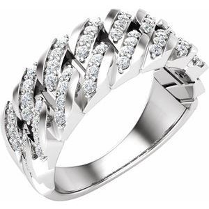 14K White Gold Round 1.4 Mm Polished 3/4 Ctw Natural Diamond Band Size 10