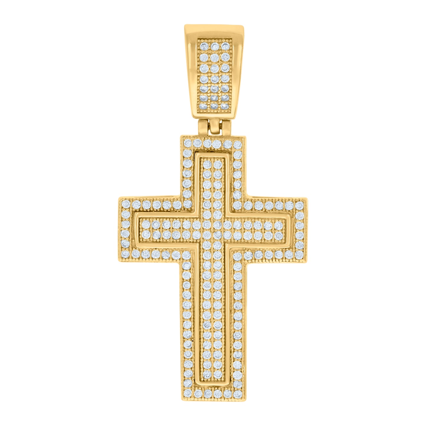 Sterling Silver Mens Cubic-Zirconia Cross Religious Charm Pendant