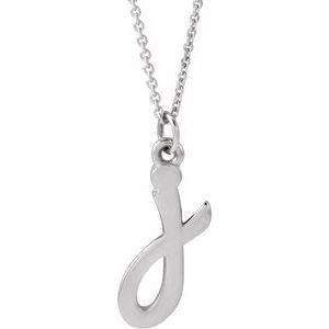 14K White Gold 16 In Polished Petite Initial Necklace