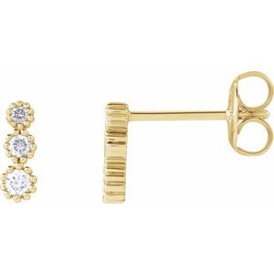 14K Yellow Gold Round 1.9 Mm 1/8 Ctw Natural Diamond 3-Stone Earrings