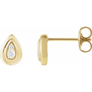 14K Yellow Gold Round 1.8 Mm .07 Ctw Natural Diamond Teardrop Stud Earrings