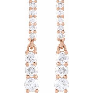14K Rose Gold Round 2.1 Mm 1/4 Ctw Full Cut Natural Diamond Dangle Earrings