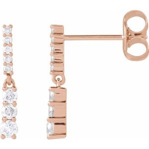 14K Rose Gold Round 2.1 Mm 1/4 Ctw Full Cut Natural Diamond Dangle Earrings