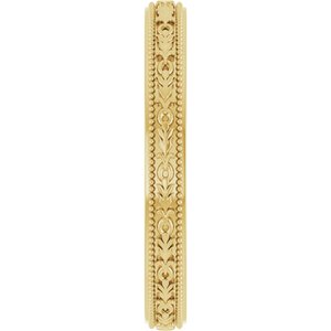 14K Yellow Or White Or Rose Gold Milgrain Floral Flat Band