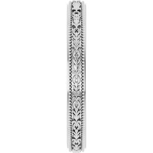 14K Yellow Or White Or Rose Gold Milgrain Floral Flat Band