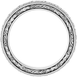 18K Yellow Or White Or Rose Gold Milgrain Floral Flat Band