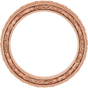 18K Yellow Or White Or Rose Gold Milgrain Floral Flat Band