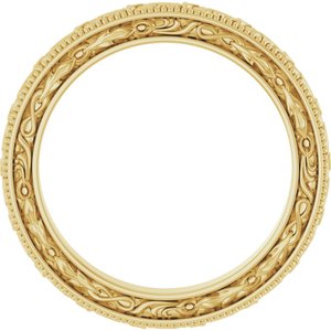 18K Yellow Or White Or Rose Gold Milgrain Floral Flat Band