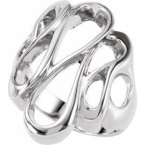14K White Gold Polished Freeform Ring Size 6