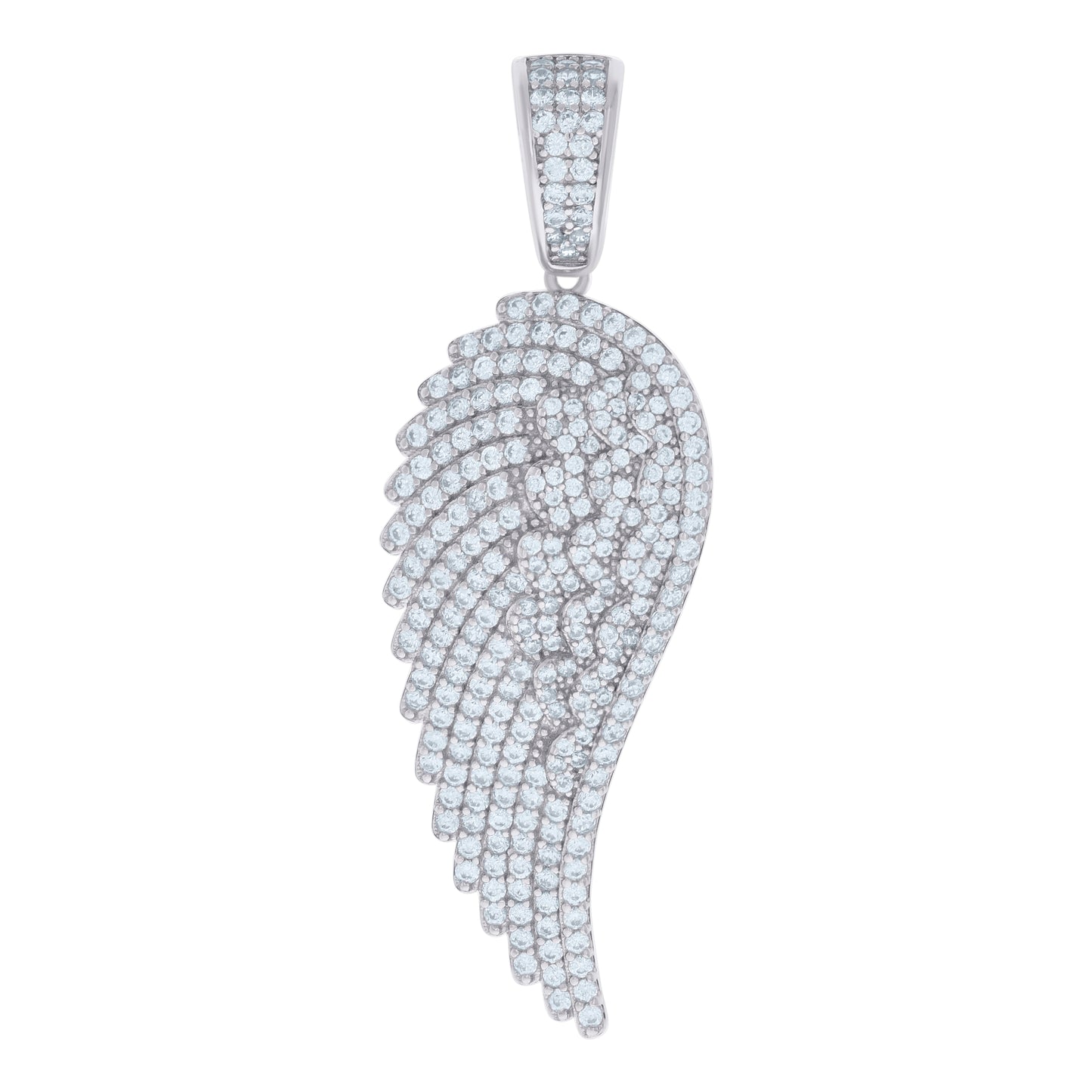 Sterling Silver Mens Cubic-Zirconia Angel Wing Angle Charm Pendant